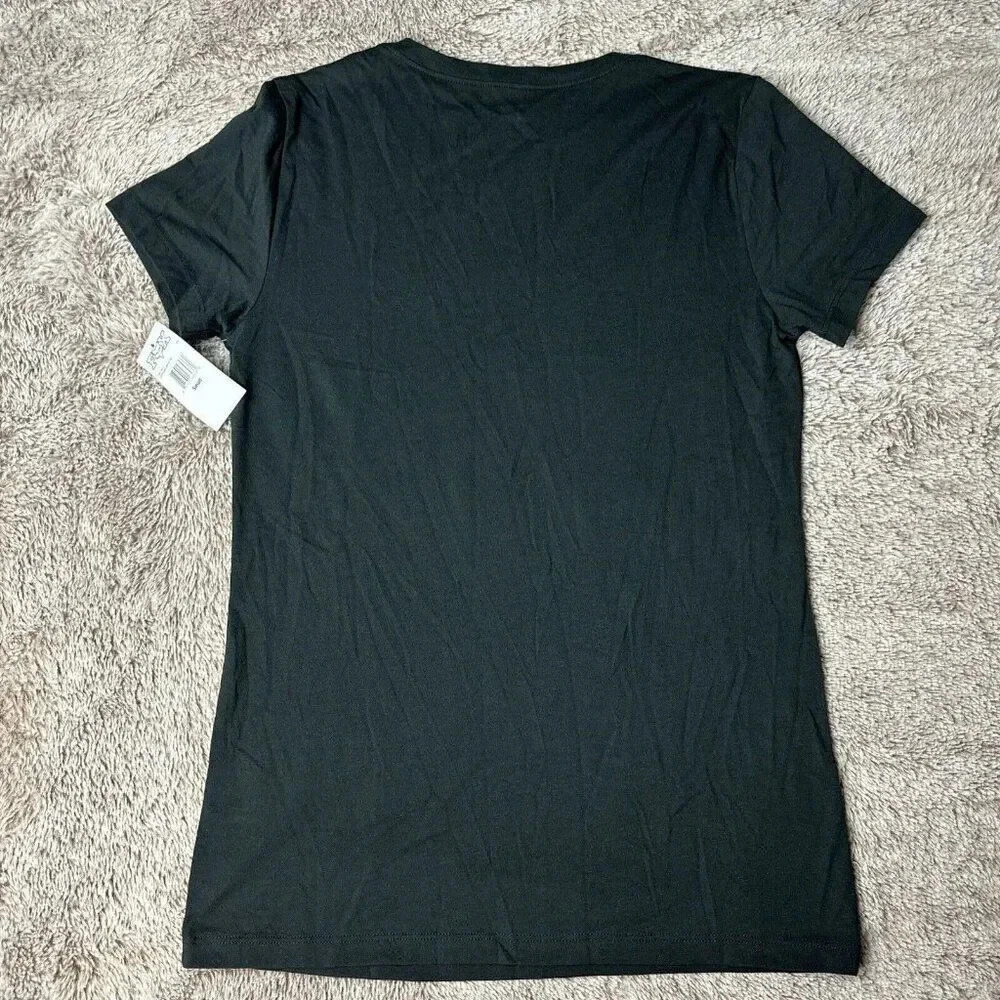 Fox Racing Women Top Black T-Shirt Logo Graphic Short Sleeve V Neck - Picture 8 of 16